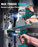 LHRETXQ 1/2 inch Cordless Impact Wrench, Torque 258ft-lbs(350N.m), 3500 RPM, 21V Electric Brushless Power Impact Gun for Lug Nuts with 2.0Ah Battery, 1/4 inch Impact Driver, Charger & Kit Case LHRETXQ