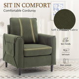Korser Accent Chair Set of 2, Armchair for Living Room, Mid-Century Modern Upholstered ReadingChair, Comfy Club Chair with Side Pockets and Soft Cushion, Corduroy Fabric Sofachair for Bedroom Korser