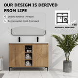 Maotifeys 48" Double Bathroom Vanity with Sink Combo Classic Oak Brown Bathroom Vanity Cabinet with Dual Resin Sink Floor Stand Undermount Bathroom Sink Cabinet with 2 Door and Middle Open Shelves Maotifeys