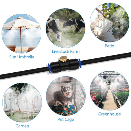 lifeegrn Misting Cooling System, Outdoor Misting System for Patio, 40 FT Misting Line+10 Mist Nozzles+3/4"Brass Adapter,Outdoor Mister System for Patio Garden Trampoline Greenhouse lifeegrn