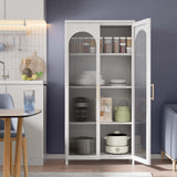 OSEILLC Metal Sideboard Buffet Cabinet with Glass Doors, 59" Tall Sideboard and Buffet with Storage, Accent Cabinet with Adjustable Shelves, Metal Storage Cabinet for Kitchen, Living Room, Hallway OSEILLC