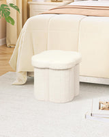 B FSOBEIIALEO Storage Ottoman Cube, Flowers Shaped Ottomans with Storage Foot Stool Footrest for Lving Room, Boucle Ottoman Seat for Dorm Room,Faux Teddy Fur, Cream White 12.6"x12.6"x12.6" B FSOBEIIALEO