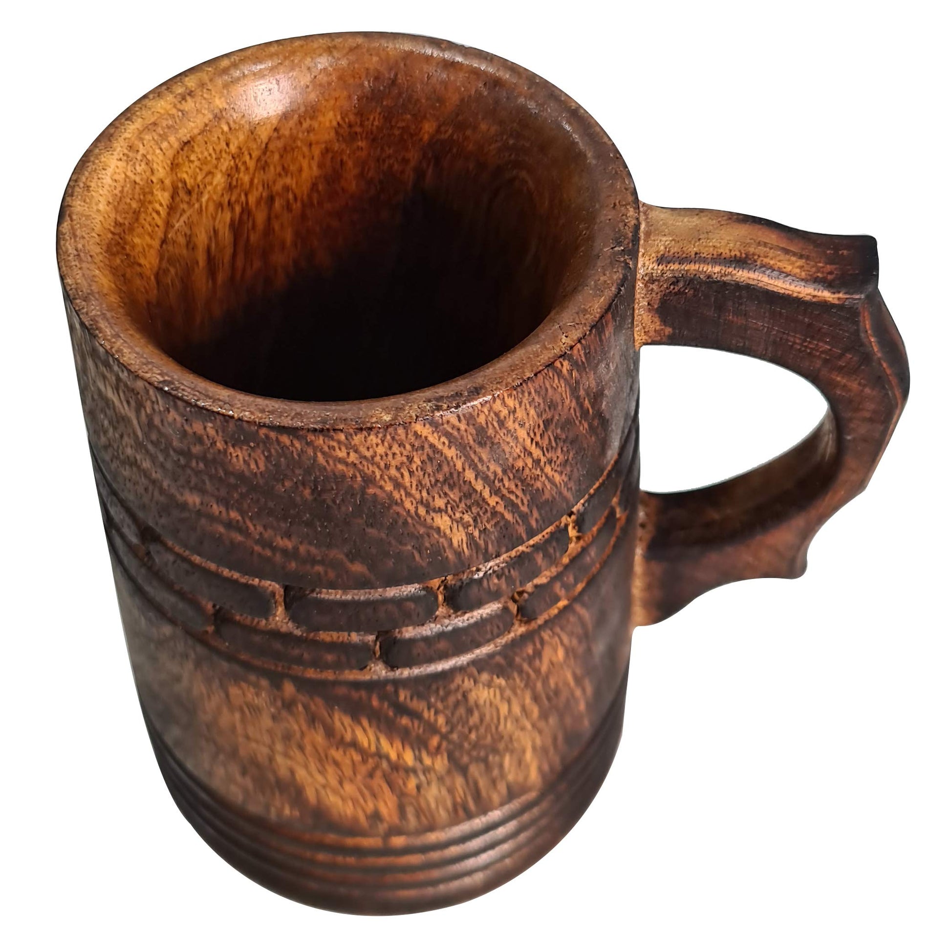 Medieval Inspired Rustic Wooden Beer Mug Handcrafted Unique Design Retro Eco-Friendly Drinkware Food Safe Tankard For beer fest Coffee & Tea - WoodArtSupply