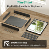 TokeShimi 14 x 18 Recessed Medicine Cabinet, Assembly Required, Black Bathroom Medicine Cabinet with Mirror, Stepless Adjustable Shelves, Tempered Glass, Beveled Aluminum Frame TokeShimi