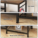 YGEOMER TV Stand Entertainment Center for 55 Inch TVs, with Charging Station and Lights Open Storage Shelves, TV Media Console, Open Storage Shelf with Sound Rack for Living Room, Rustic Brown YGEOMER