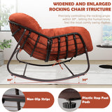 TIMWNER Papasan Rocking Chair Indoor & Outdoor, All Weather Wicker Papasan Patio Chair with Cushion & Pillow, Oversized Papasan Rocker Egg Chair for Bedroom, Garden, Patio - Red. TIMWNER