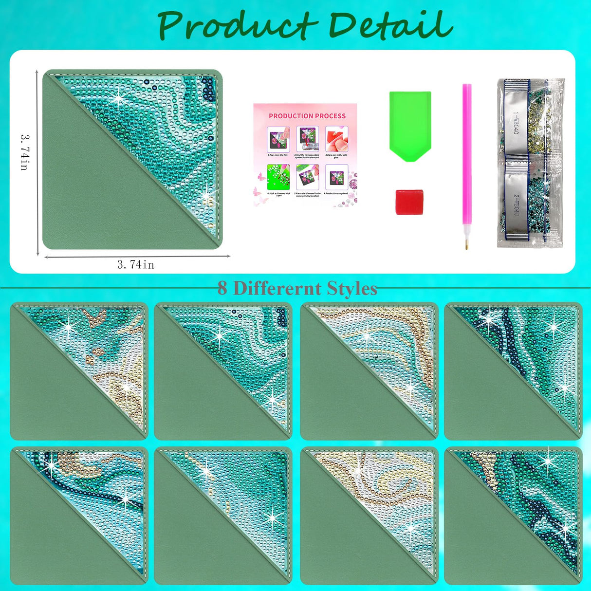 HTTDMY Diamond Art Painting Bookmarks,8Pcs DIY Cute Diamond Art Kits for Adults, Corner Bookmarks Small Crafts Kit for Women Book Lovers (Ocean) HTTDMY