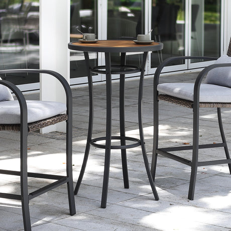 Naga Bahna Outdoor Bar Height Bistro Table, 40-Inch Patio Bar Table Bistro Dining Table Pub Table with Wooden-Like Table Top & Metal Frame Naga Bahna