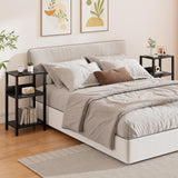 TUTOTAK Record Player Stand with Storage Up to 100 Albums,Record Storage Table,3 Tier End Table,Side Table for Living Room, Bedroom, Black TB01BK075 TUTOTAK