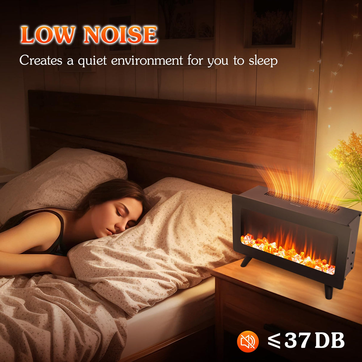 16" Freestanding Electric Fireplace Heater - Fire Places Electric Fireplace Stove with Realistic LED 3D Flames, Infrared Heater Indoor, Small Space Heater, 750 | 1500W, Overheating Protection AckMizz