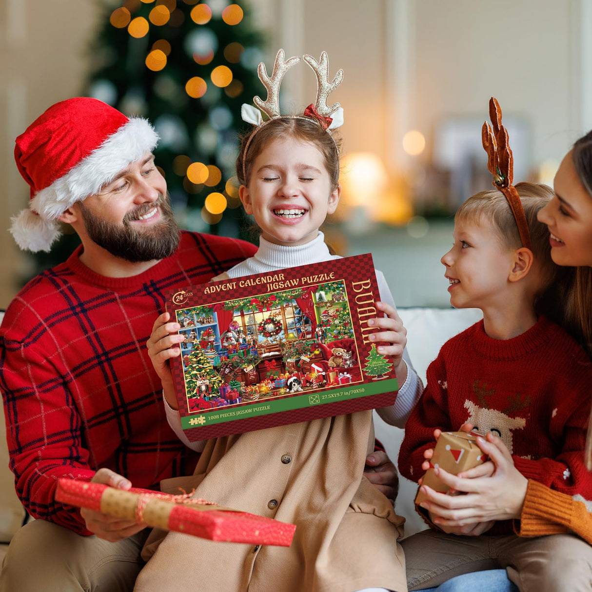 Christmas Room Puzzles for Adults 1000 Piece Winter Cat Dog Art Holiday Jigsaw Puzzles Impossible Challenging Puzzle for Adults As Home Decor BUAHA