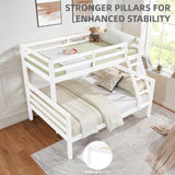 FLEXISPOT Twin Over Full Solid Wood Bunk Bed with Thick Posts,Wooden Bunk Bed with High Guardrail and Ladder for Kids, Teens, Dorm Rooms, and Guest Rooms,No Box Spring Needed,White FLEXISPOT