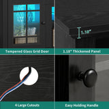 YITAHOME Black TV Stand for 75 Inch TV, LED Modern Entertainment Center with Adjustable Shelves and Glass Doors, 32'' Tall Television Stands TV Media Console Table for Living Room, Black YITAHOME