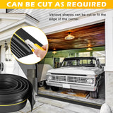 20Ft Universal Garage Door Bottom Threshold Seal Strip with 20oz Glue Gel, Weatherproof Rubber DIY Weather Stripping Replacement - Black Papillon