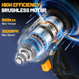 ALIESTFDNO 1/2 inch Cordless Impact Wrench, with Max TRQ (800N.m) 590Ft-lbs Brushless Electric Impact Gun, 2 x 4000mAh Battery, 4 Sockets, 3000RPM High TRQ Impact Driver for Home Car Truck Mower ALIESTFDNO