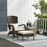 Outsunny Patio Wicker Adirondack Chair with Ottoman, Outdoor Fire Pit Chair with Cushions, High-Back, Large Seat & Armrests for Deck, Garden & Backyard, Cream White Outsunny