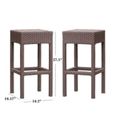 Christopher Knight Home Milton Outdoor Wicker Backless Bar Stools, 2-Pcs Set, Dark Brown Christopher Knight Home