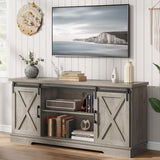 IDEALHOUSE Farmhouse Tv Stand for 65 Inches TVs, Entertainment Center with Storage and Sliding Barn Doors, Adjustable Shelf Modern Media TV Console TV Stand Table for Living Room, Bedroom, Grey IDEALHOUSE