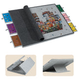 Tektalk 2000 Piece Foldable Jigsaw Puzzle Table with Cover, 3-Tilting-Angle Plateau, Lightweight Portable Felt Puzzle Board with 6 Sorting Drawers (Light Gray) Tektalk