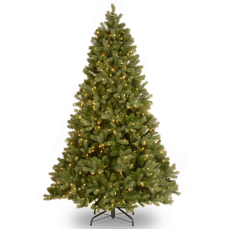 National Tree Company Pre-lit 'Feel Real' Artificial Full Downswept Christmas Tree, Green, Douglas Fir, White Lights, Includes Stand, 7 feet National Tree Company