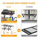 PLKOW Garage Wall Shelving Includes Bike Hooks, Sturdy Adjustable Garage Shelving Wall Mount Garage/Organizer (Black, 2-Pack) PLKOW
