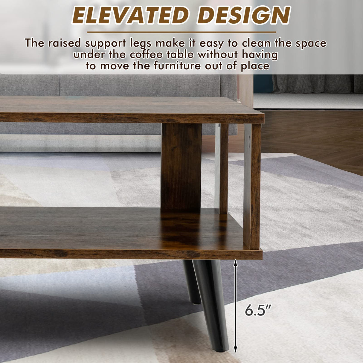 Giantex Small Wood Coffee Table, 2-Tier Tea Table w/Open Storage Shelf & Supportive Legs, Easy Assembly, Mid-Century Center Table for Living Room, Reception Room Giantex