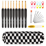 Aeelike 31pcs Crochet Hook Set, Black Gold Crochet Hooks Ergonomic with Grips for Arthritic Hands, Crochets Needles Set with Knitting & Crochet Supplies, Ideal Gift for Crocheting Beginner Lover Aeelike