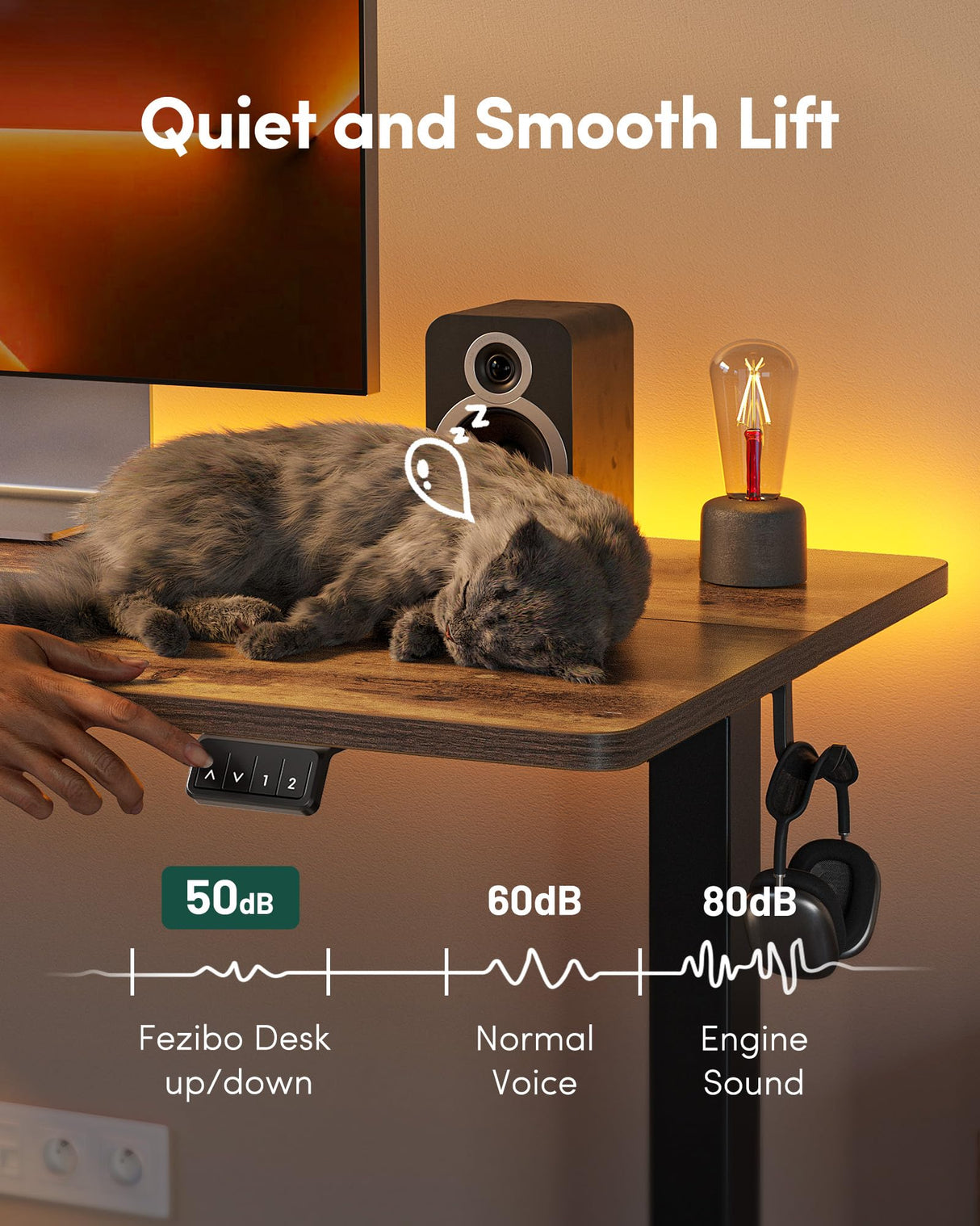 FEZIBO Electric Standing Desk, Height Adjustable Stand up Desk, 60 x 24 Inches Sit Stand Home Office Desk, Computer Desk, Rustic Brown FEZIBO