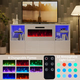 AMERLIFE Modern 3-Piece High Gloss Fireplace TV Stand & Bookcase Set in White AMERLIFE