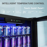 EUHOMY Beverage Refrigerator and Cooler, 126 Can Mini fridge with Glass Door, Small Refrigerator with Adjustable Shelves for Soda Beer or Wine, Perfect for Home/Bar/Office, Silver EUHOMY