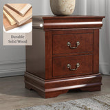 Furniture of America Arabella Traditional Solid Wood Nightstand with Drawers and Antique Nickle Handles, Small Bedside Table, No Assembly Wooden Night Stand for Bedroom, Guest Room, Dorm, Cherry Furniture of America