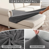 NAISI Waterproof Couch Cushion Covers Thick Velvet Fabric Washable Sofa Slipcovers Sectional Couch Covers for 4 Pieces Separate L Shape Couch Cover with Elastic Bottom(3 Seater + 1 Chaise,Grey) NAISI