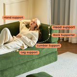 GEARIVY Folding Sofa Bed Convertable Corduroy Couch King Size Floor Sleeper 4-in-1 DIY Combination Modular Sofa Fold Out Futon Lounge Comfy Foldable Lazy cama for Living Room (Green, 80.15") GEARIVY