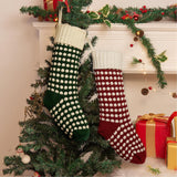Guojanfon Christmas Stockings ，18" Unique Burgundy and Green Knit Christmas Stockings Dots Style (Length 18",Pack 2) Guojanfon