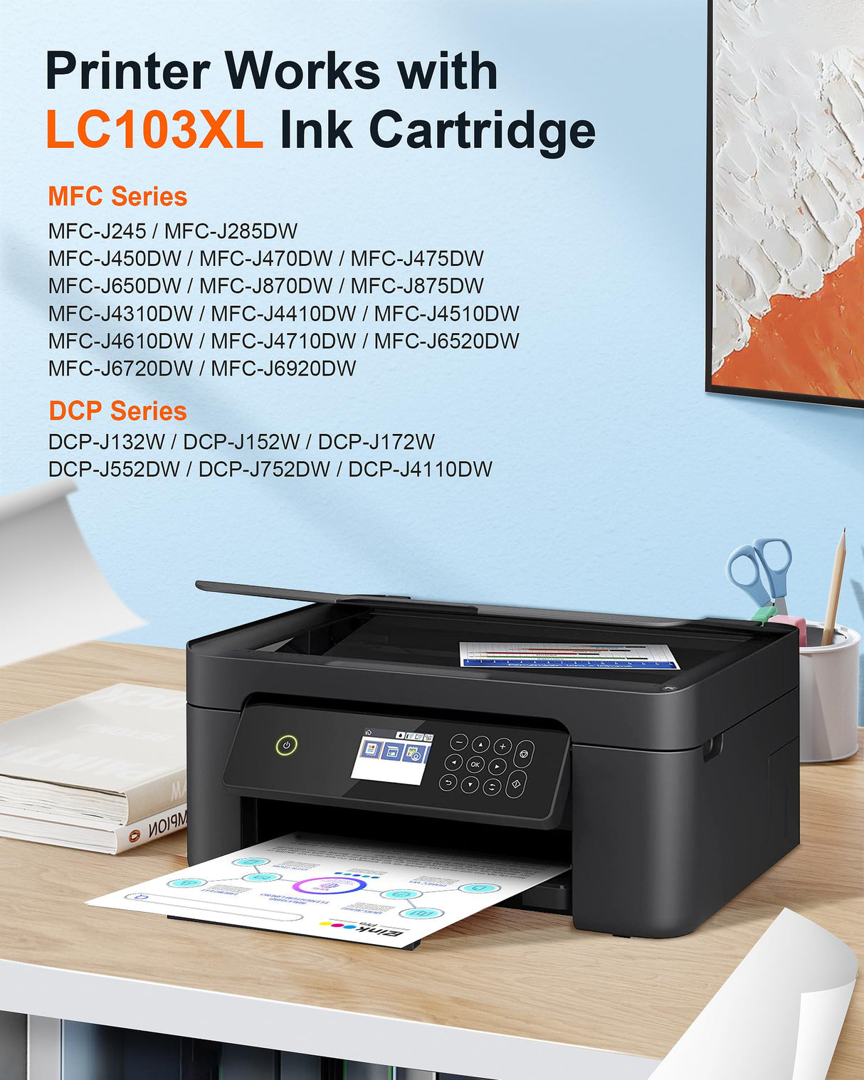 E-Z Ink Pro LC103 LC103XL Compatible Ink Cartridge Replacement for Brother LC103 XL LC101 LC 103 Ink Cartridges Compatible with MFC-J870DW MFC-J475DW MFC-J6920DW MFC-J6520DW (10 Pack, 4B2C2M2Y) E-Z Ink Pro