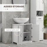 kleankin Pedestal Sink Storage Cabinet, Under Sink Cabinet, Bathroom Vanity Cabinet with Double Doors and Adjustable Shelf, White kleankin