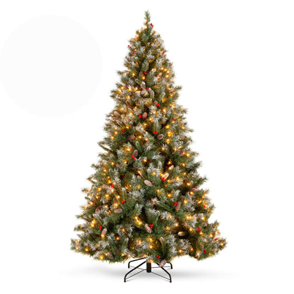 Best Choice Products Christmas Tree Pre-Lit, Pre-Decorated Artificial 6ft Frosted Pine Holiday Decoration w/Frosted Tips, Pine Cones, Berries