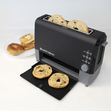 West Bend 77224 Toaster 2 Slice QuikServe Wide Slot Slide Through with Bagel and Gluten-Free Settings and Cool Touch Exterior Includes Removable Serving Tray, Black West Bend