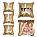 ORJ Sublimation Sequin Pillow Case Blanks 16''x16'' Flip Reversible Mermaid Decorative Personalized Cushion Throw Pillow Covers for Kids (Golden) ORJ