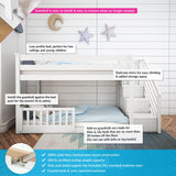 Max & Lily Low Bunk with Stairs and Single Guard Rail, White Max & Lily
