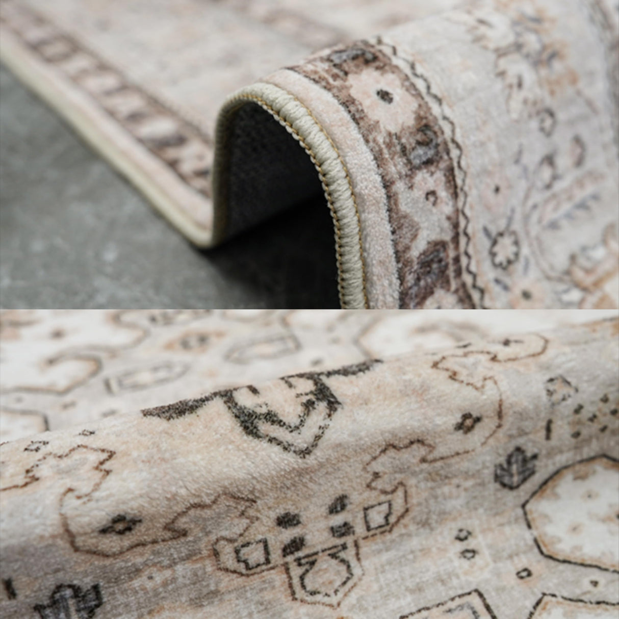 HILORUUG Washable Area Rug 9x12 - Bedroom Living Room Large Indoor Oriental Rugs - 0.13inch Low Pile Stain Resistant Rugs with Rubber Backing for at Least 108 sq ft Spaces (9x12 Ivory/Multi) HILORUUG