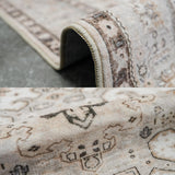 HILORUUG Washable Area Rug 9x12 - Bedroom Living Room Large Indoor Oriental Rugs - 0.13inch Low Pile Stain Resistant Rugs with Rubber Backing for at Least 108 sq ft Spaces (9x12 Ivory/Multi) HILORUUG