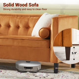 Dreamsir 78'' W Velvet Sofa, Mid-Century Love Seats Sofa Furniture with Bolster Pillows, Button Tufted Couch for Living Room, Tool-Free Assembly (Ginger) Dreamsir