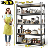 TigerParty 2050LBS Heavy Duty Garage Shelving, 5-Tier Adjustable Storage Shelves, Metal Shelving Unit and Storage Rack for Pantry, Basement, Warehouse, 72" H x 36" W x 16" D, MDF Borad TigerParty