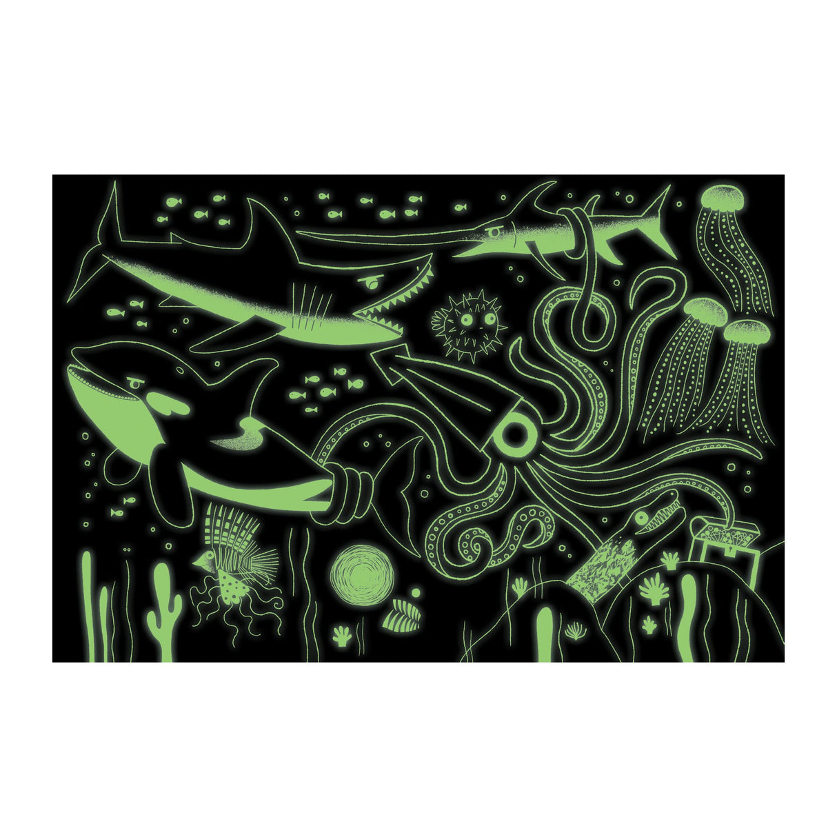 Mudpuppy’s Ocean Predators 100 Piece Glow in The Dark Puzzle, Includes 100 Glow in The Dark Pieces, Perfect for Ages 5+, Turn Out The Lights and Let The Completed Puzzle Glow! Mudpuppy