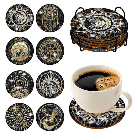 8 pcs Diamond Painting Coasters | Diamond Art Coasters | Tarot Diamond Art Painting | Perfect Art Craft Gift for Tarot Lover, Dad, Mom, Grandparents, Brother, Sister. LGANHAPY