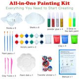 Awsoo Shell & Rock Painting Kit- Glow in The Dark Shell & Rock Kit, Arts and Crafts for Kids Ages8 9 10 11 12, Art Supplies Toy, Kids Craft Paint Kits, Birthday Party Gift Toy Awsoo