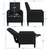 Yaheetech Fabric Recliner Chair Mid-Century Modern Recliner Adjustable Single Recliner Sofa with Thicker Seat Cushion Tufted Upholstered Sofa with Pocket Spring for Living Room Bedroom Black Yaheetech