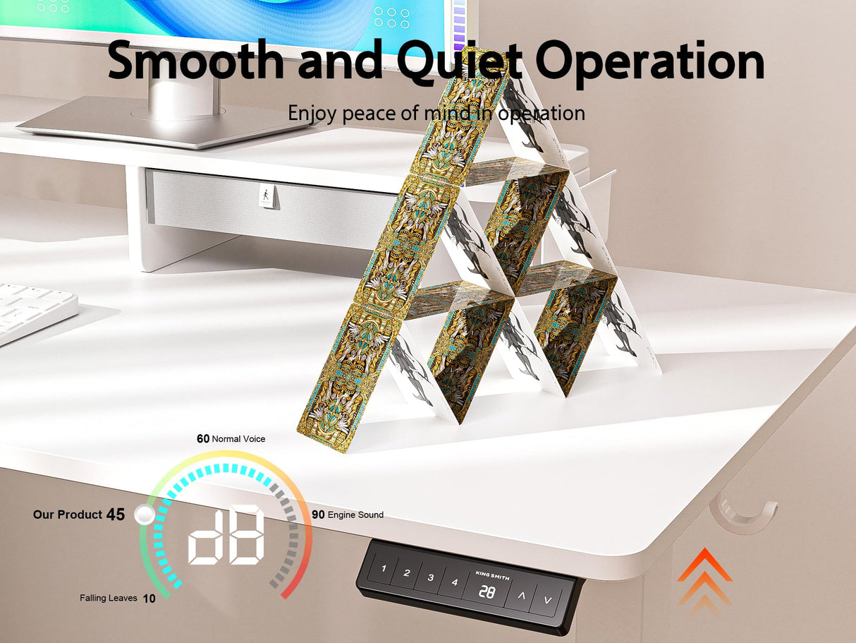 WALKINGDESK 55x24 Inches Electric Standing Desk with Drawer and Monitor Stand, Height Adjustable Stand up Desk for Home Office, Ergonomic Sit to Stand Desk with Phone Holder, 3 Hooks, White WALKINGDESK