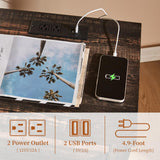 AMERLIFE Nightstand Set of 2 with Charging Station, Rustic Bedside Table with Drawers Storage, Farmhouse Wood Night Stand for Bedroom, Living Room, Dark Oak AMERLIFE